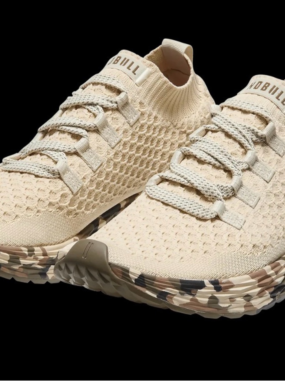 Women’s Knit Sneaker in Beige with Camouflage Sole - Picture 4 of 9